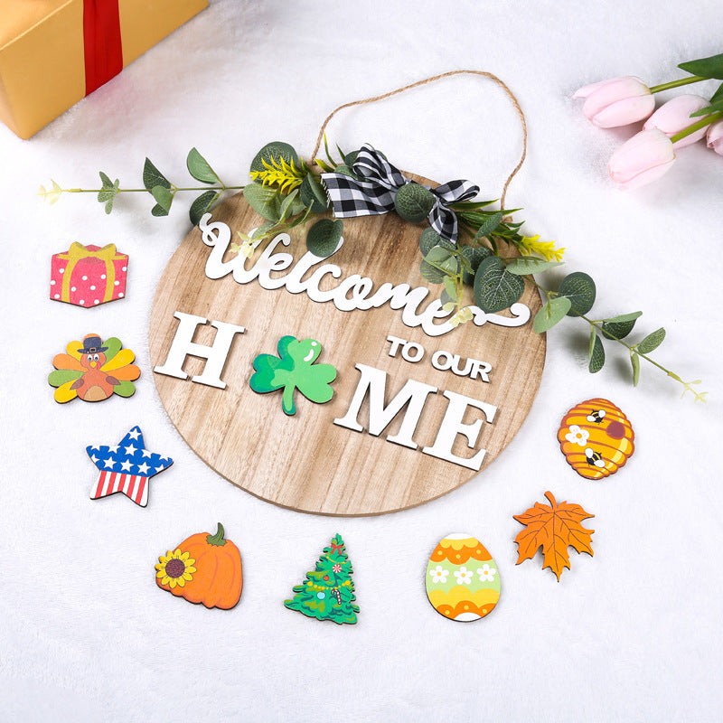 Decorative wooden sign with welcome message Stornfield