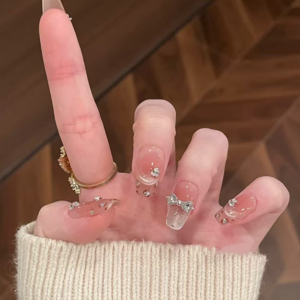 Decorative Press-On Nail Art Set with Cute Bow Accents Stornfield
