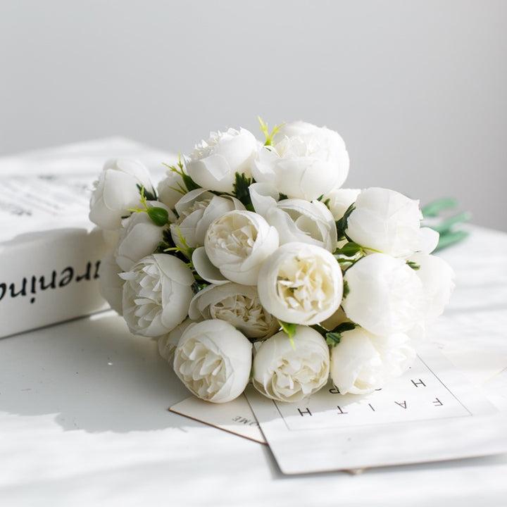 Realistic Synthetic Peony Bouquet