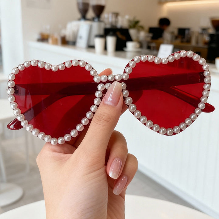 Heart-Shaped Pearl-Accent Sunglasses Stornfield
