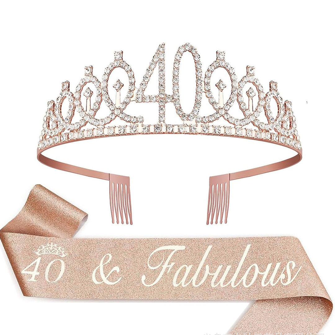 Ladies Crystal Princess Crown with 30 & Fabulous lettering Stornfield