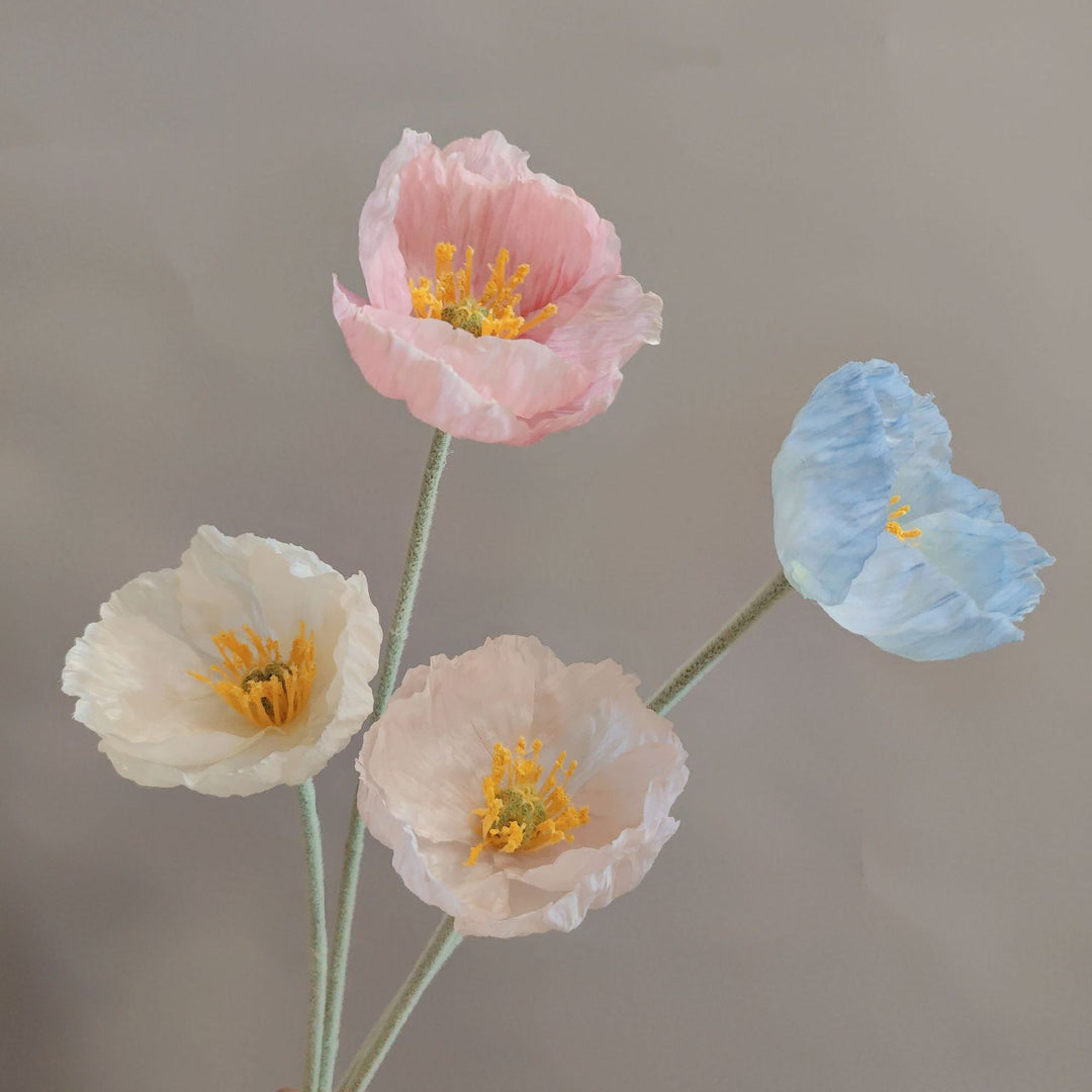Elegant Faux Poppy Flower Stem