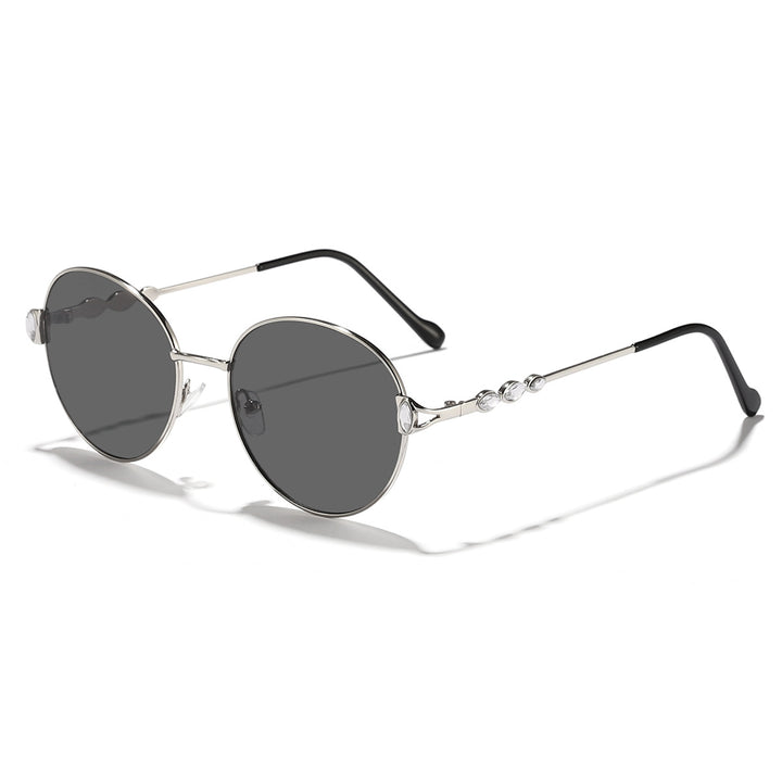 Women round sunglasses with elegant metal frame and mirrored lenses Stornfield