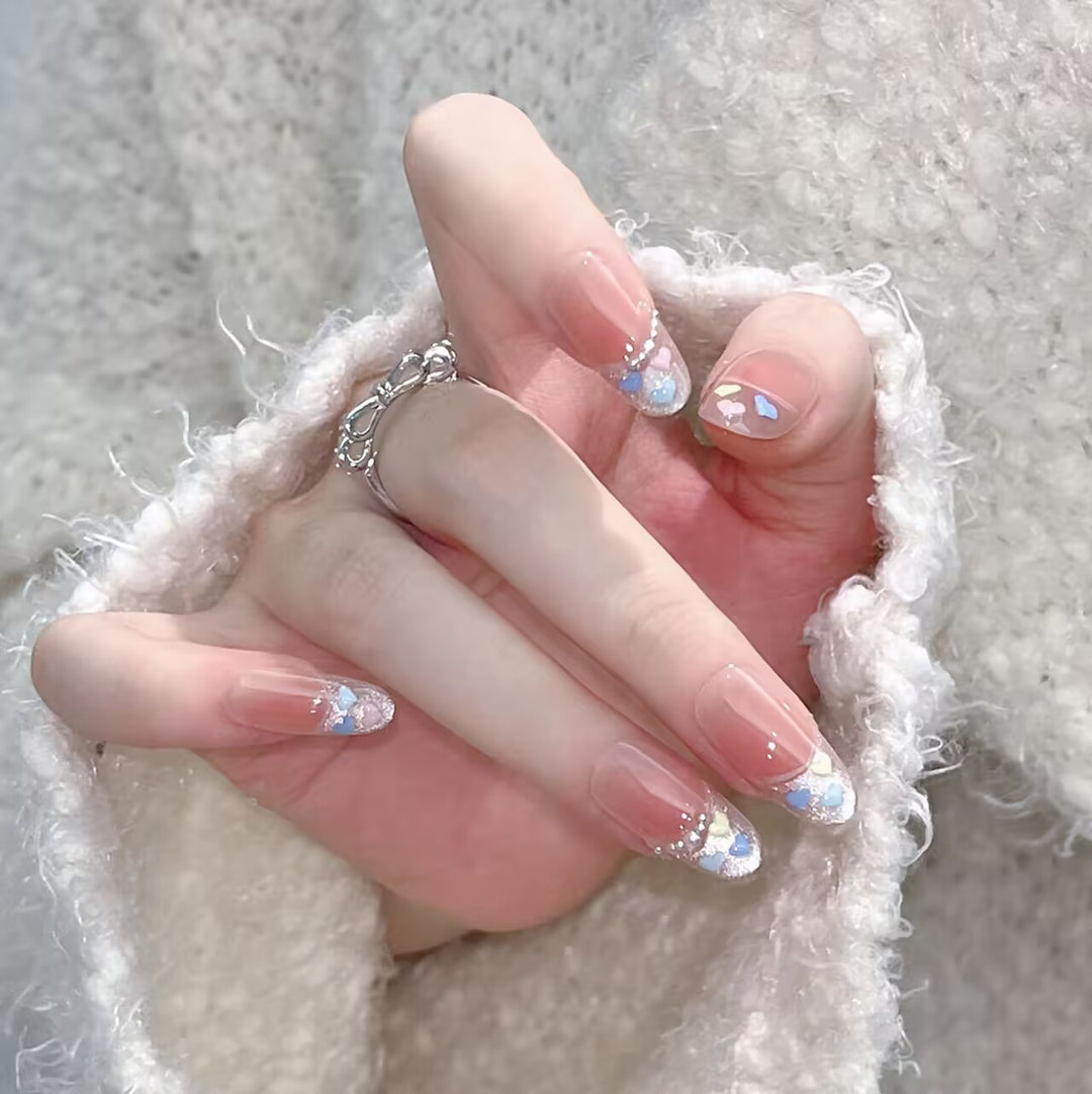 Artistic Floral French Tip Press-On Nail Set Stornfield