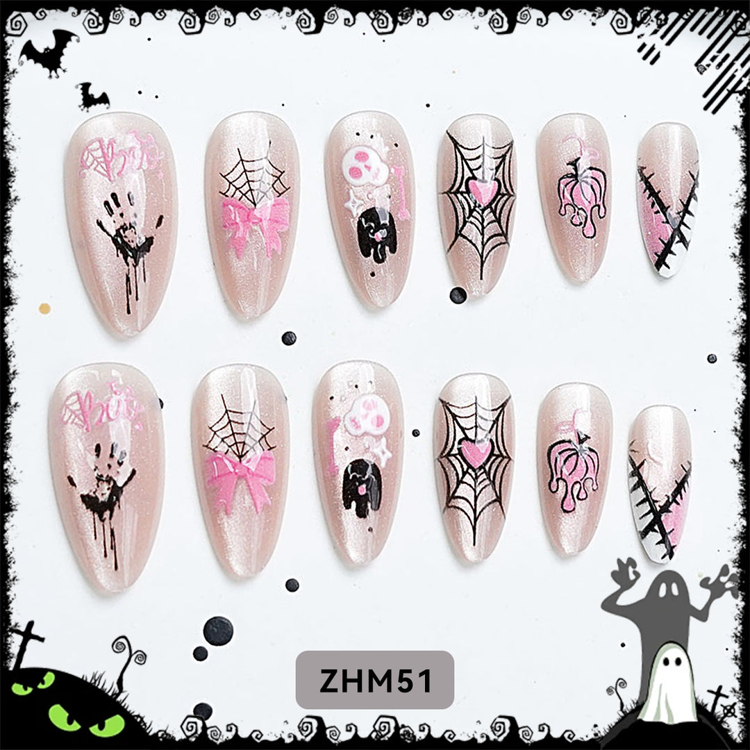 Halloween-Themed Artistic Press-On Nail Set Stornfield