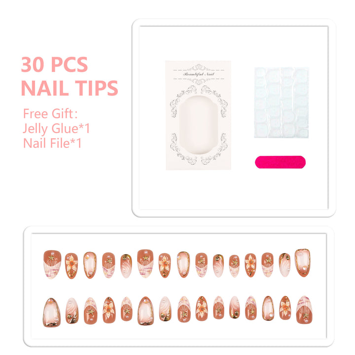 Artistic Floral Press-On Nail Tips Set