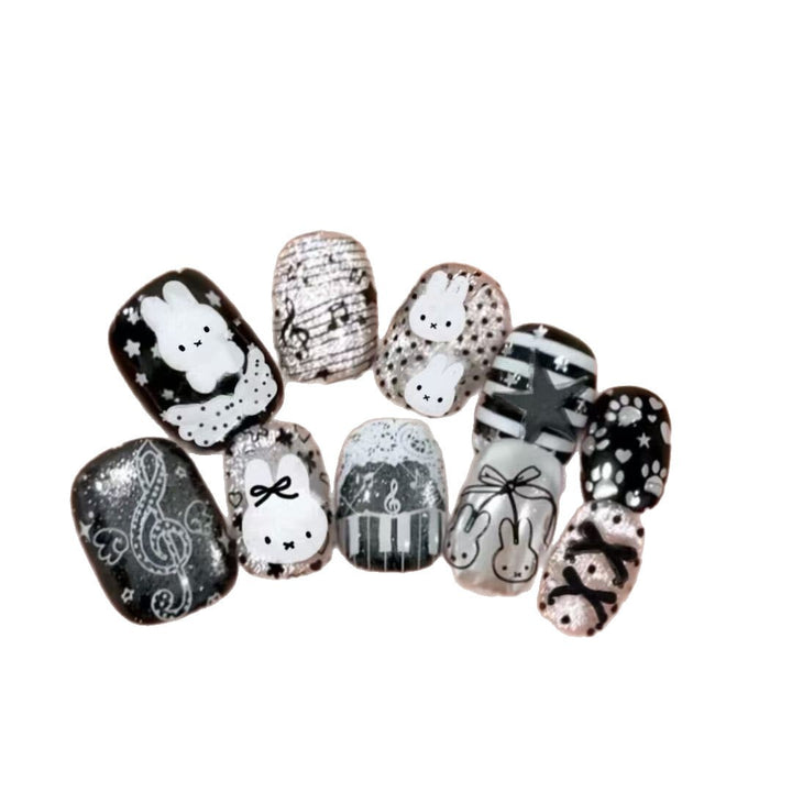 Playful Rabbit-Themed Press-On Nail Art Set Stornfield