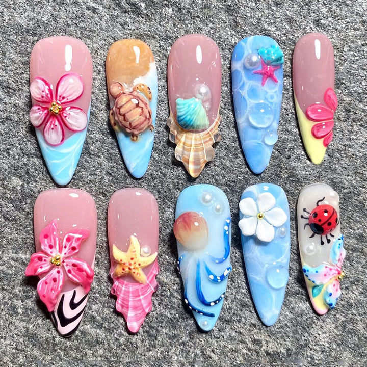 Artistic Sea-Themed Nail Art Stornfield