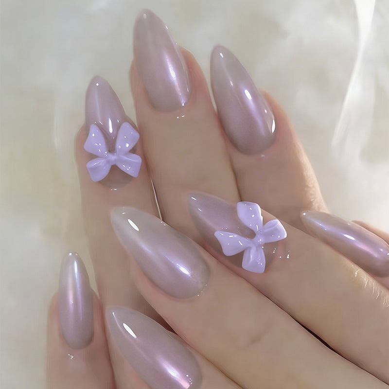 Artificial nail set with elegant bows and gentle design Stornfield