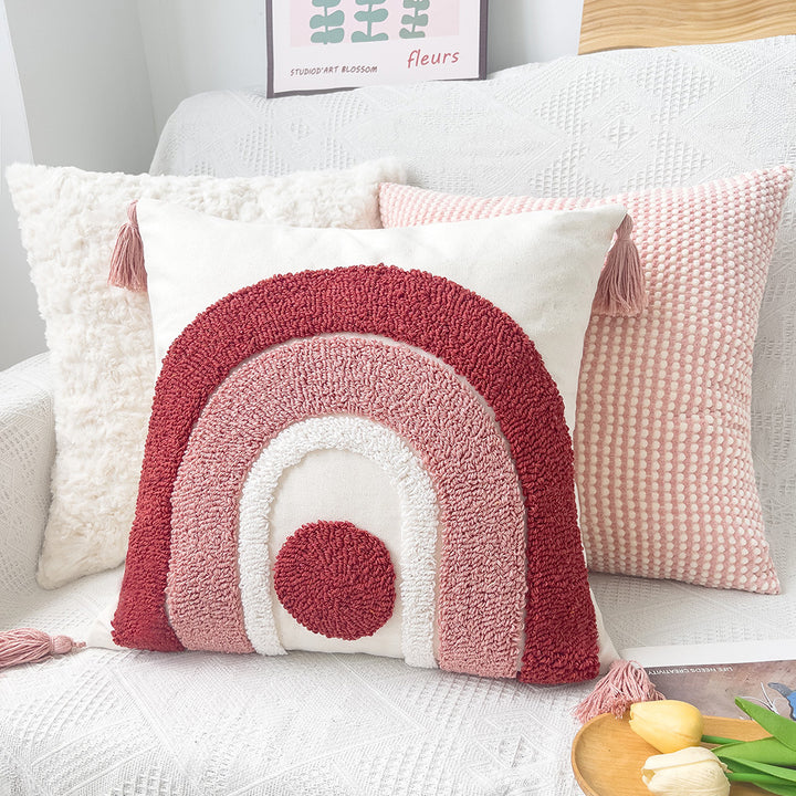 Decorative cushion with colorful rainbow pattern