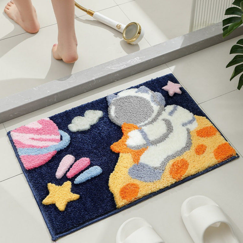 Playful Rocket-Themed Bath Mat