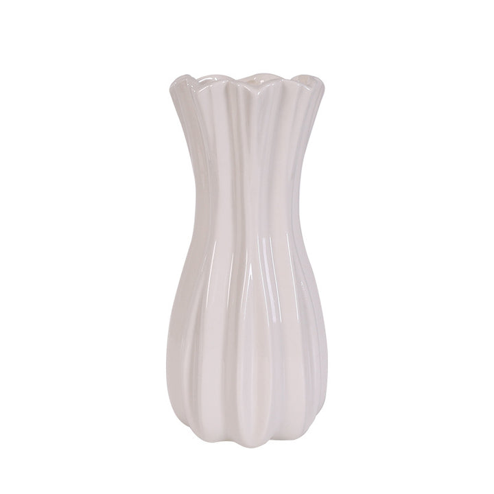 Elegant Fluted White Ceramic Vase Stornfeild