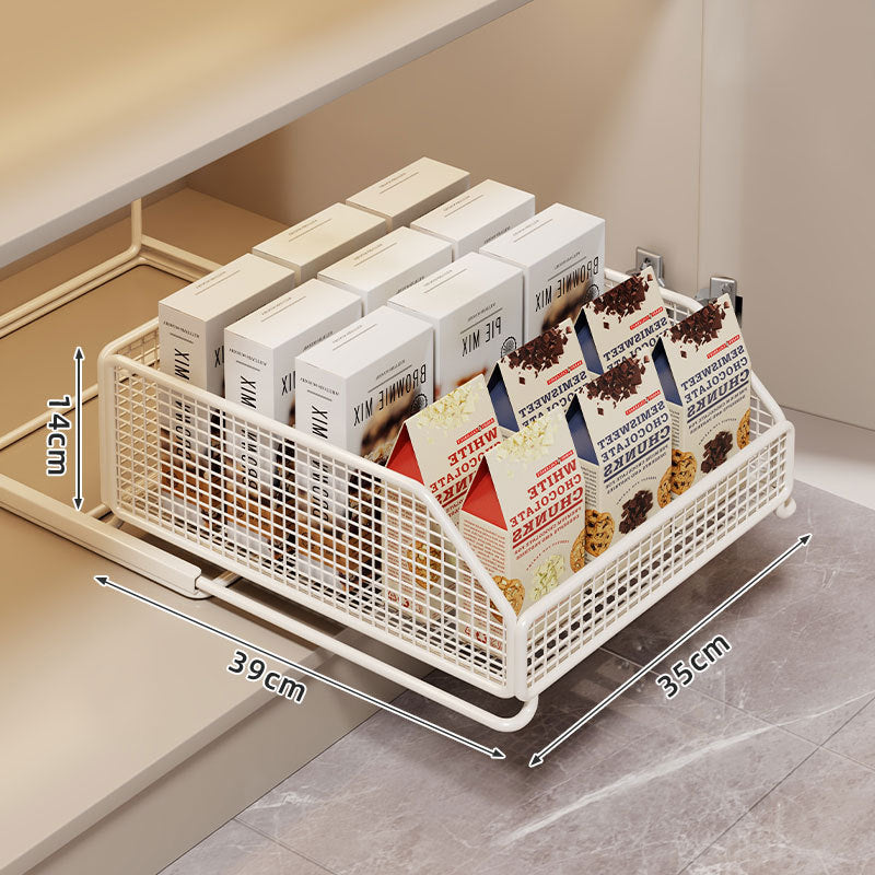 Slide-Out Mesh Pantry Drawer with Soft-Close Rails and Ventilated Sides