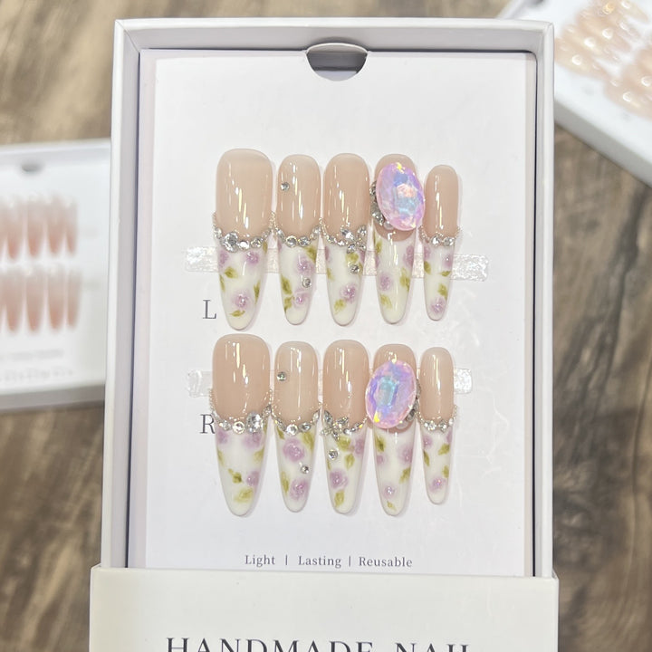 Decorative Floral Stiletto Press-On Nail Set Stornfield