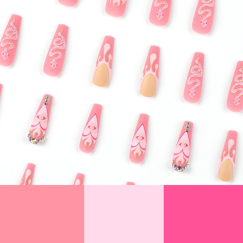 Artful Nail Extensions with Snake and Flower Decoration Stornfield