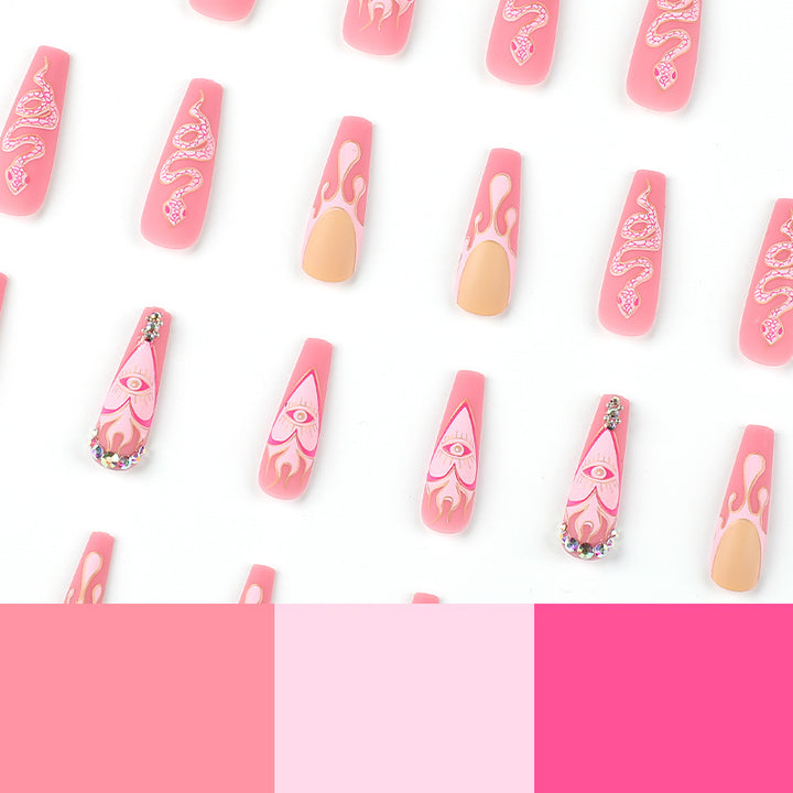 Artful Nail Extensions with Snake and Flower Decoration Stornfield