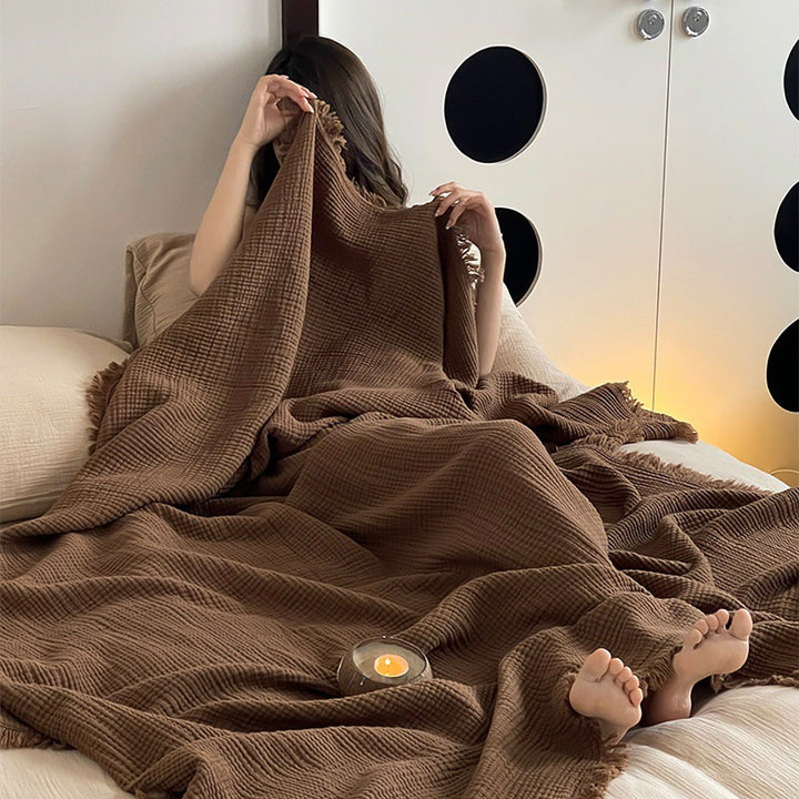 Cozy Waffle Knit Throw Blanket