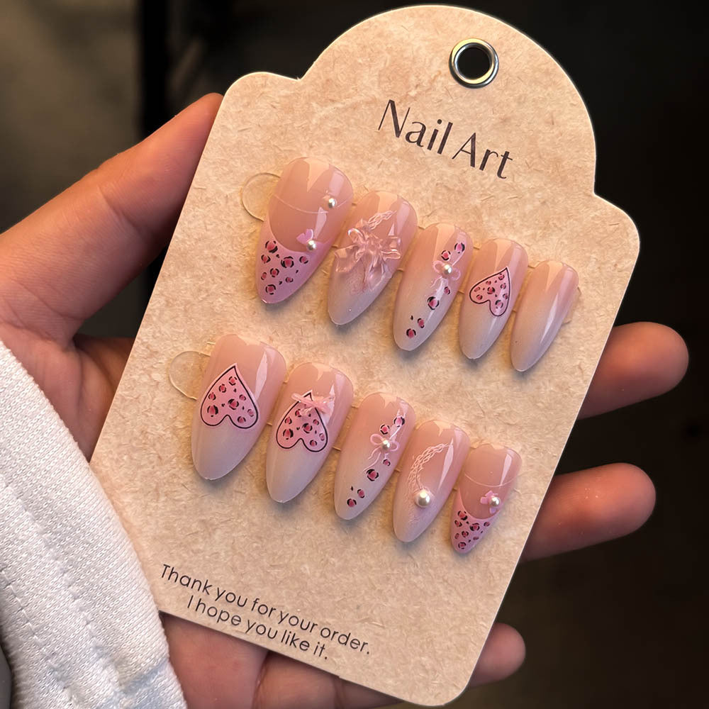 Artistic Heart-Embellished Press-On Nail Set Stornfield