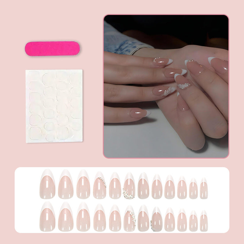 Artificial nail set with romantic flower and glitter embellishments Stornfield