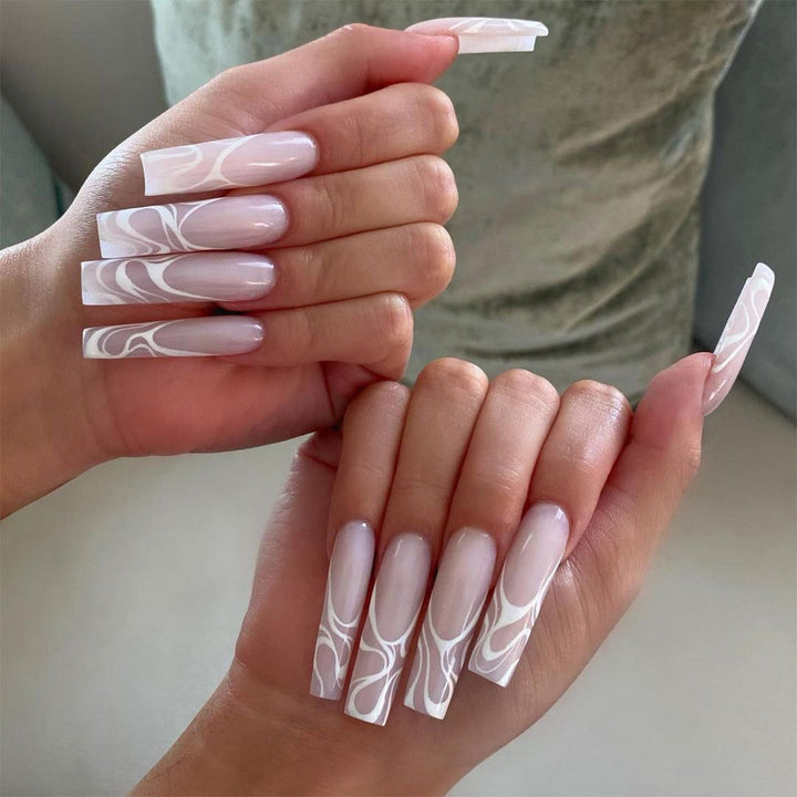 Artistic Nail Extensions with Elegant Fluid Design Stornfield