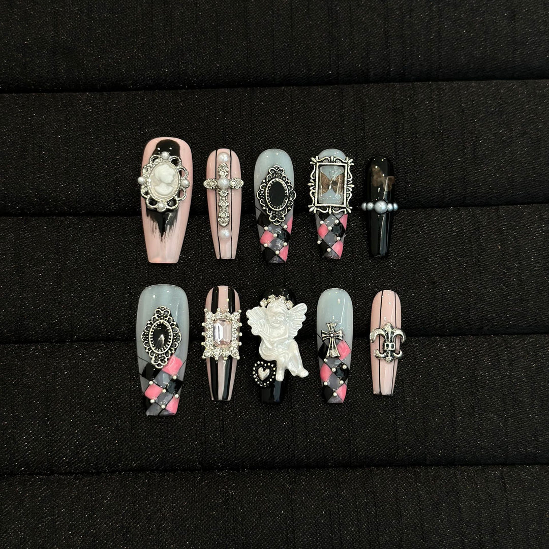 Decorative Gothic-Themed Press-On Nail Art Set