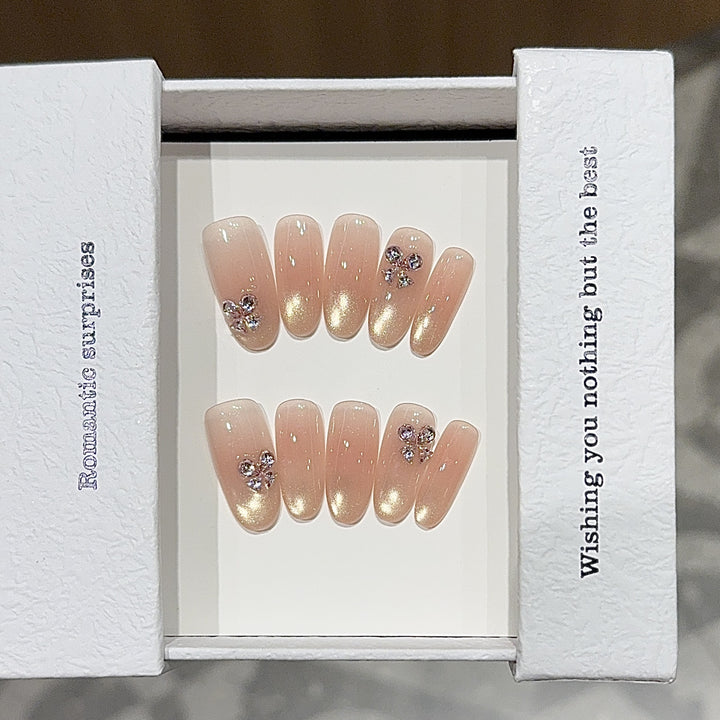 Elegant artificial nails with glitter and floral design Stornfield