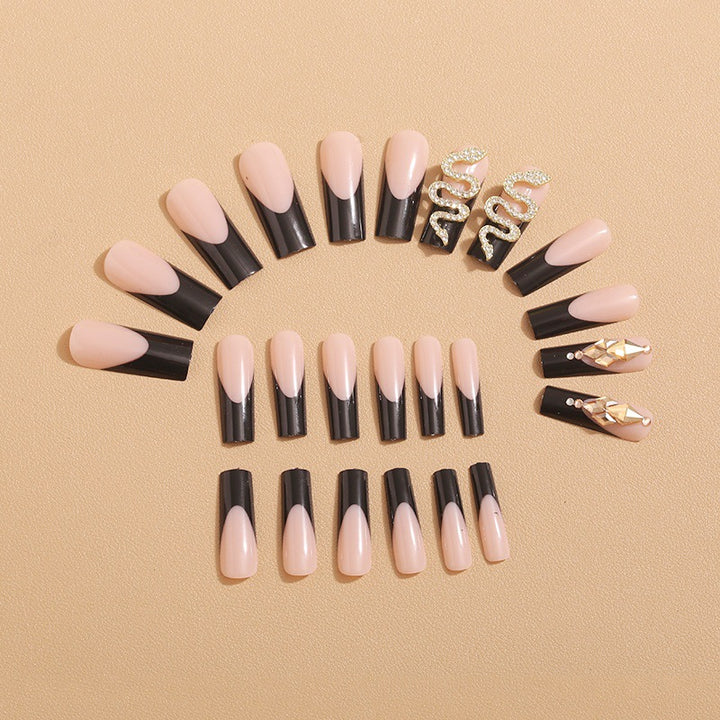 Artificial nails with Elegant Snake and Rhinestone Decorations Stornfield