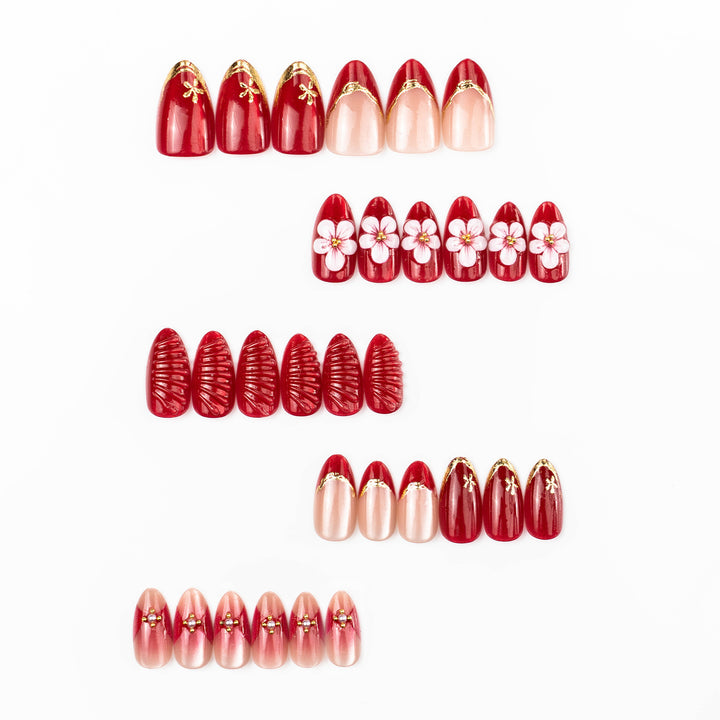 Artistic Floral and Ombre Press-On Nail Art Stornfield