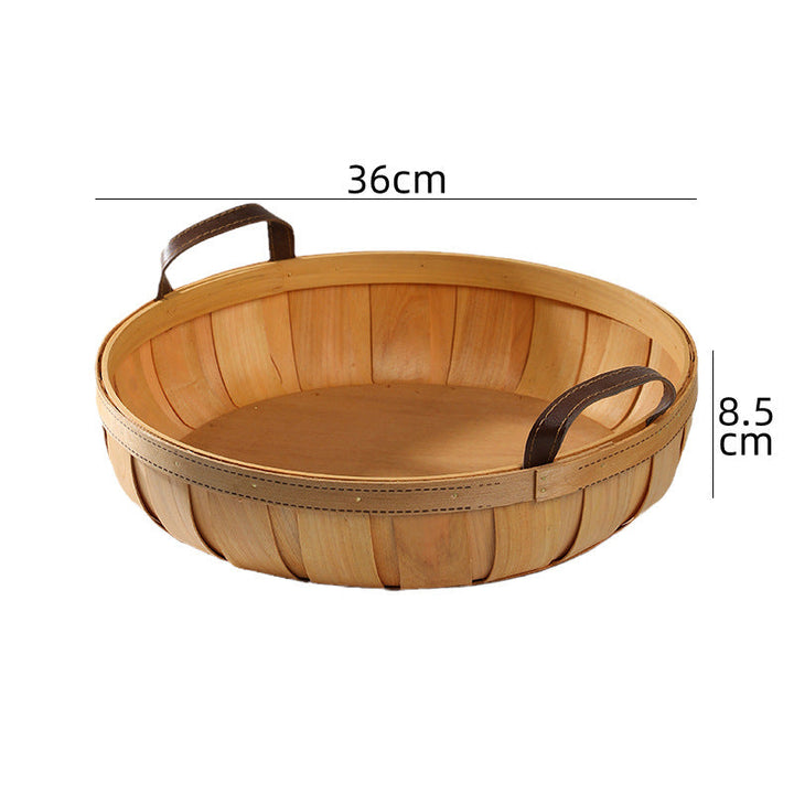 Handcrafted Oval Serving Tray with Leather Handles Stornfield