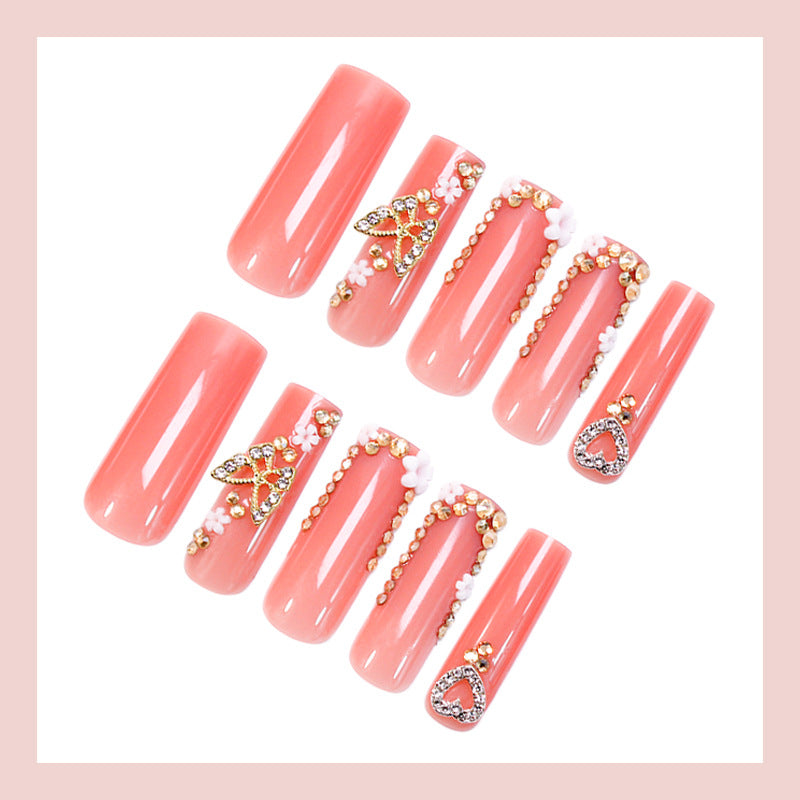 Acrylic nail set with glamorous 3D decorations and elegant design Stornfield