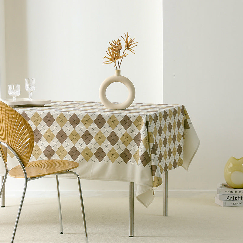 Diamond tablecloth made of easy-care cotton-polyester blend with decorative checkered pattern Stornfield