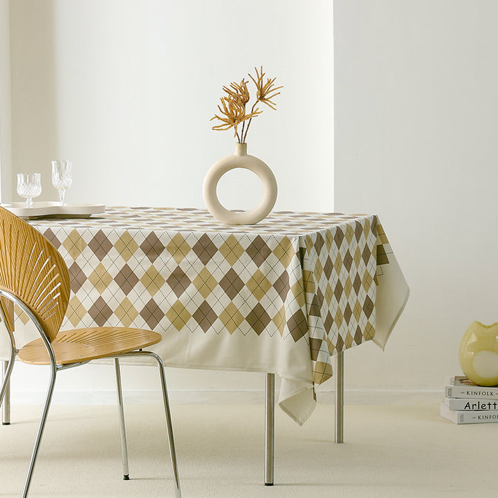Diamond tablecloth made of easy-care cotton-polyester blend with decorative checkered pattern Stornfield