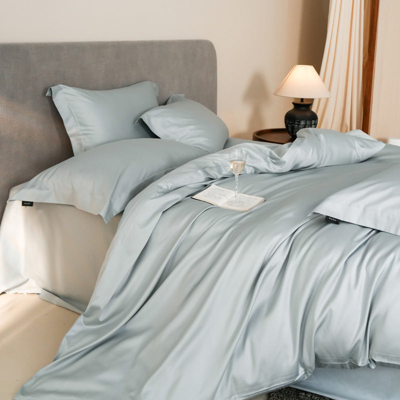 Silk-Feel Sateen Duvet Cover Set with Pillowcases and Breathable Wrinkle-Resistant Finish