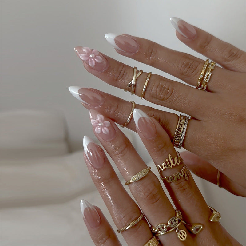 Elegant Floral Accented Press-On Nails Stornfield