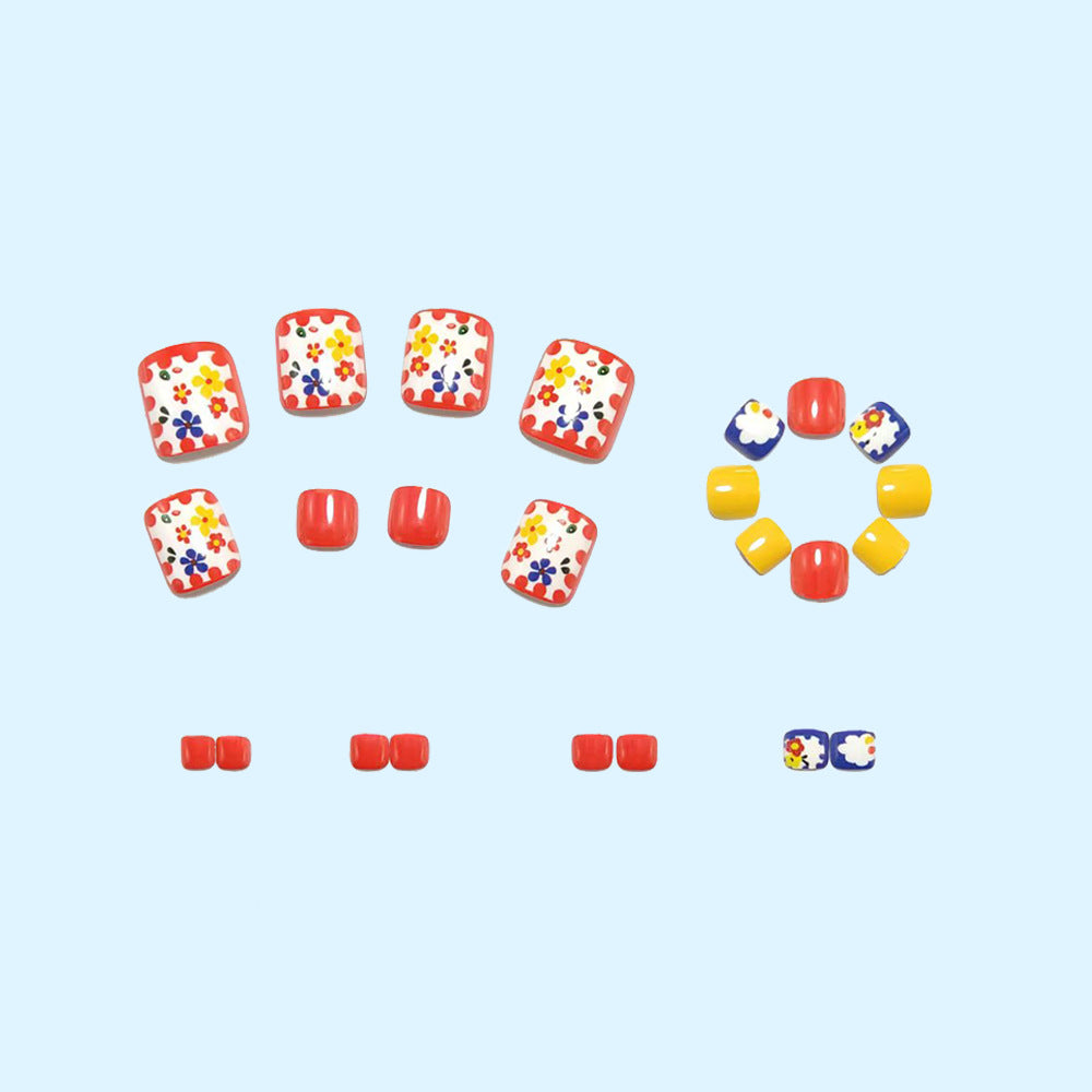 Artificial nail set with colorful floral pattern Stornfield