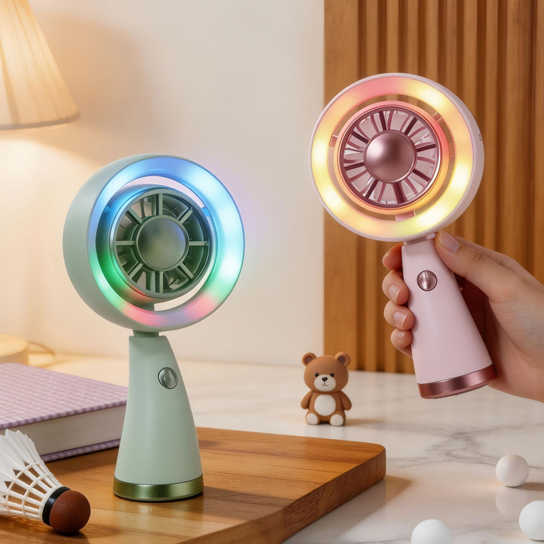 Women's Portable Mini Fan with Colorful LED Light Stornfield
