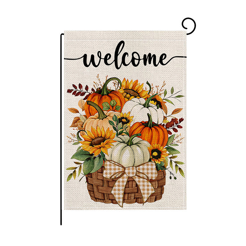 Outdoor Decorative Garden Flag Double-Sided Burlap-Texture Cardinal Welcome Banner