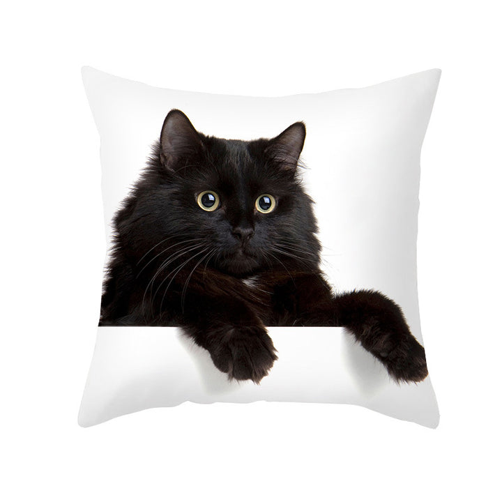 Photoreal Cat Portrait Square Pillow Cover with Concealed Zipper Linen-Blend