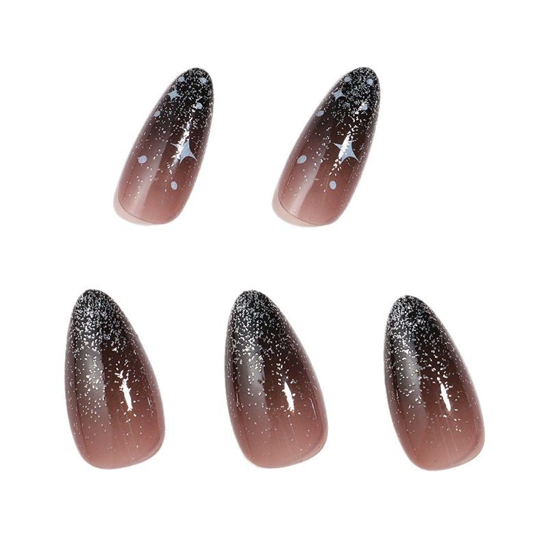 Artistic Ombre Press-On Nail Set with Celestial Design Stornfield