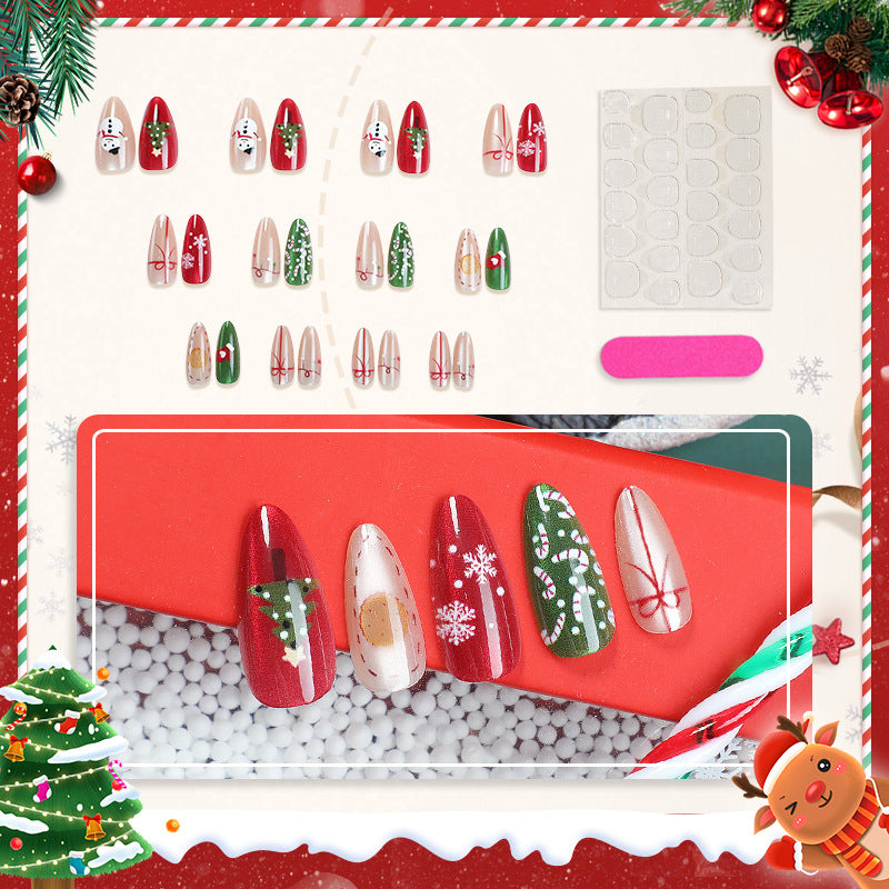 Festive Christmas-Themed Press-On Nail Art Set