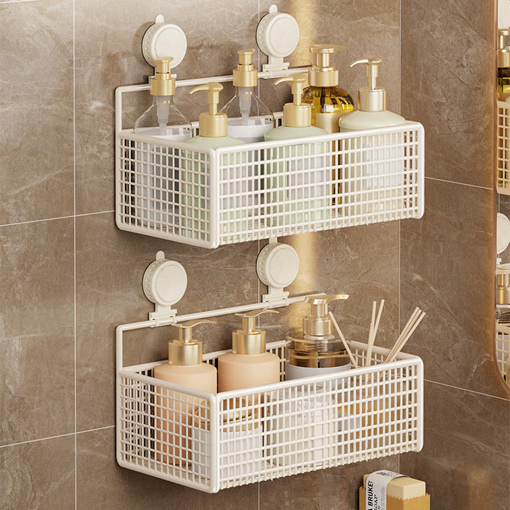 Suction-Mounted Double Mesh Shower Caddy Organizer