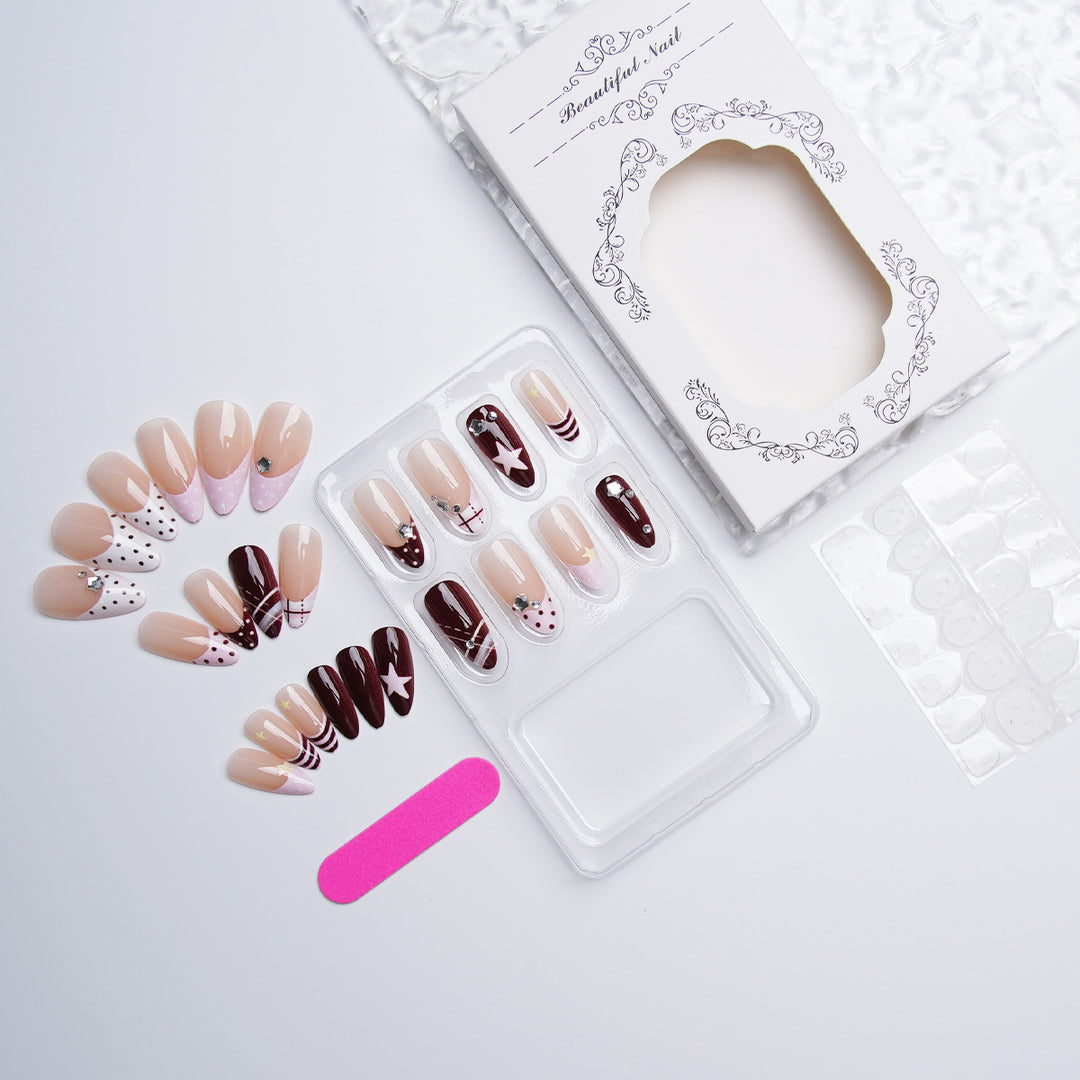 Elegant artificial nails with decorated designs Stornfield