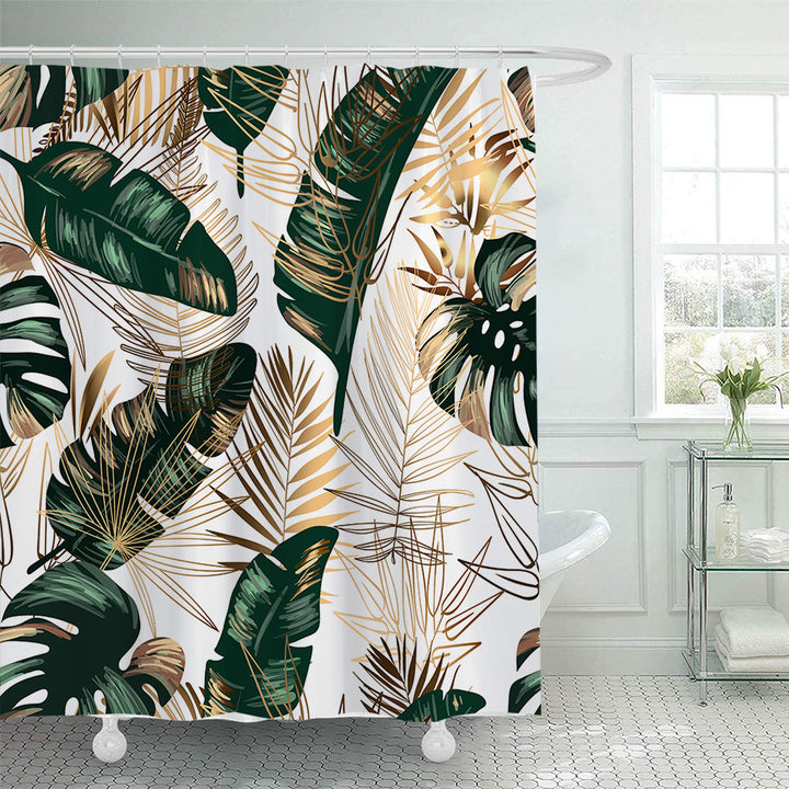 Tropical Leaf Print Shower Curtain Stornfield