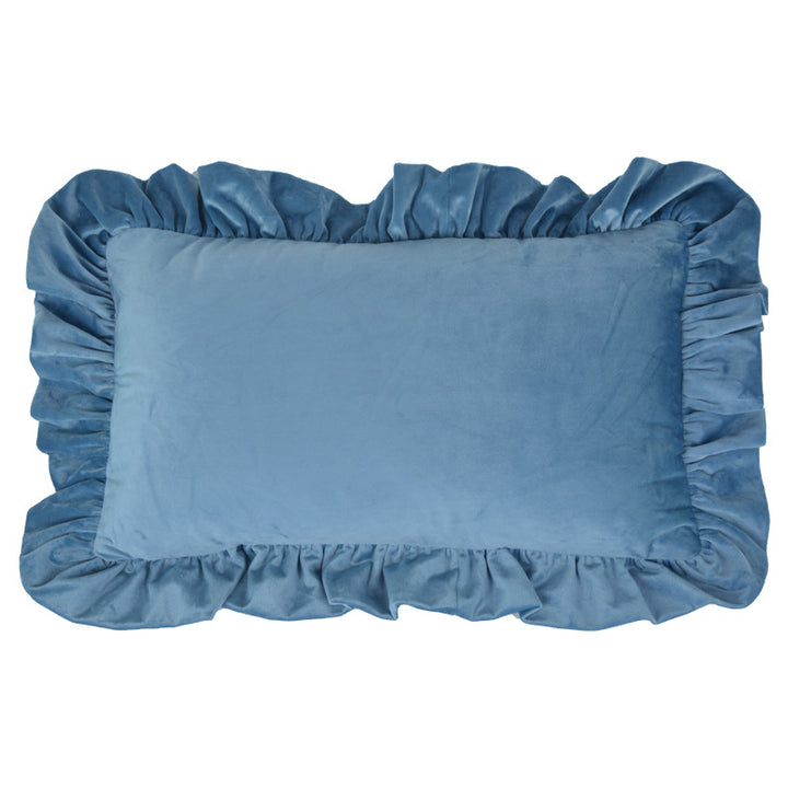 Plush Velvet Ruffled Rectangular Pillow Sham with Hidden Zipper