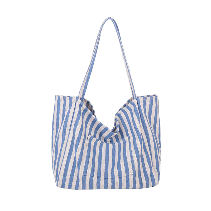 Spacious Striped Beach Tote