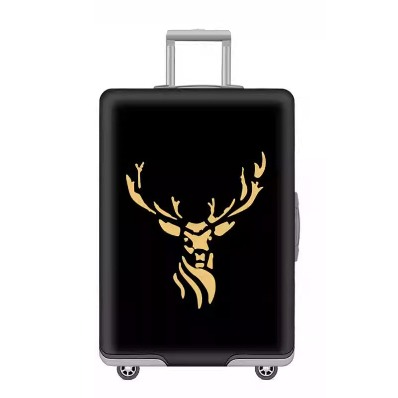 Unisex nan elastic motif suitcase cover made of stretchable polyester with handle and wheel openings Stornfield