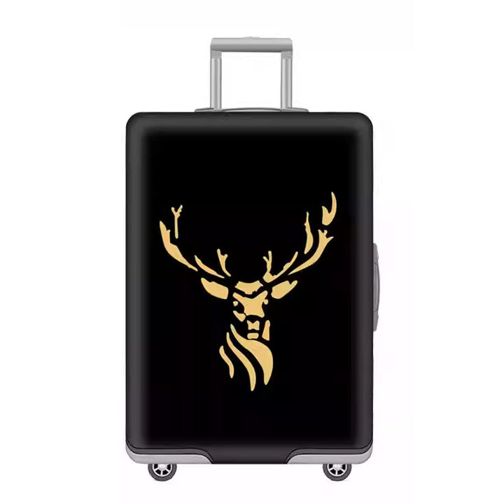 Unisex nan elastic motif suitcase cover made of stretchable polyester with handle and wheel openings Stornfield