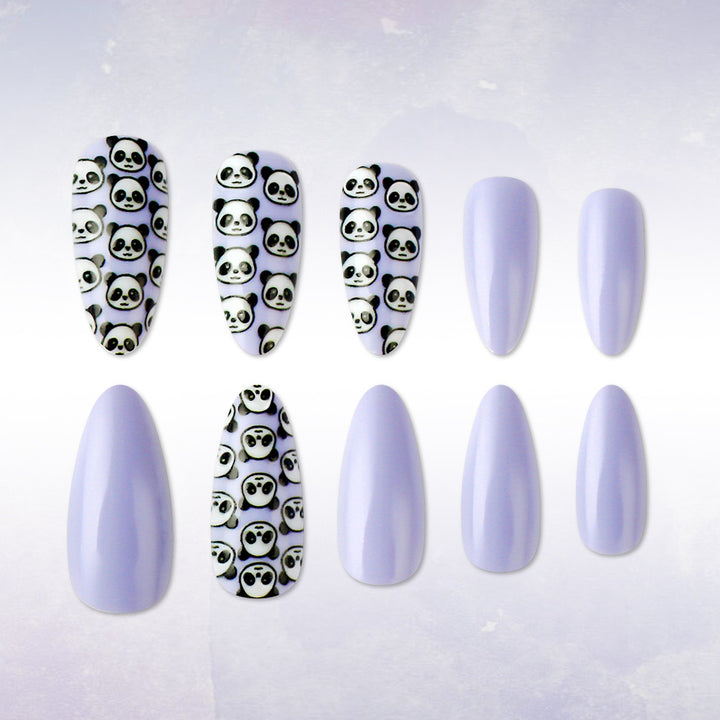 Artistic Panda-Themed Press-On Nail Set Stornfield