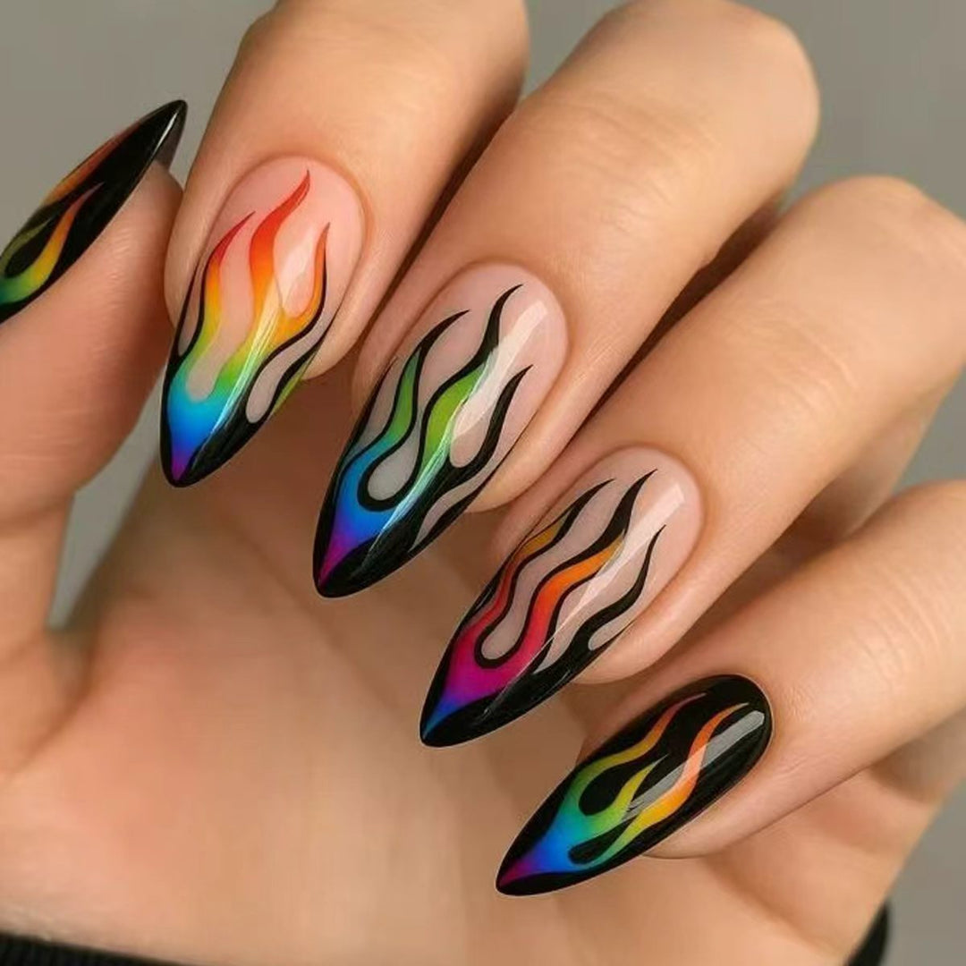 Creative Art Nails with Eye-Catching Flame Design Stornfield
