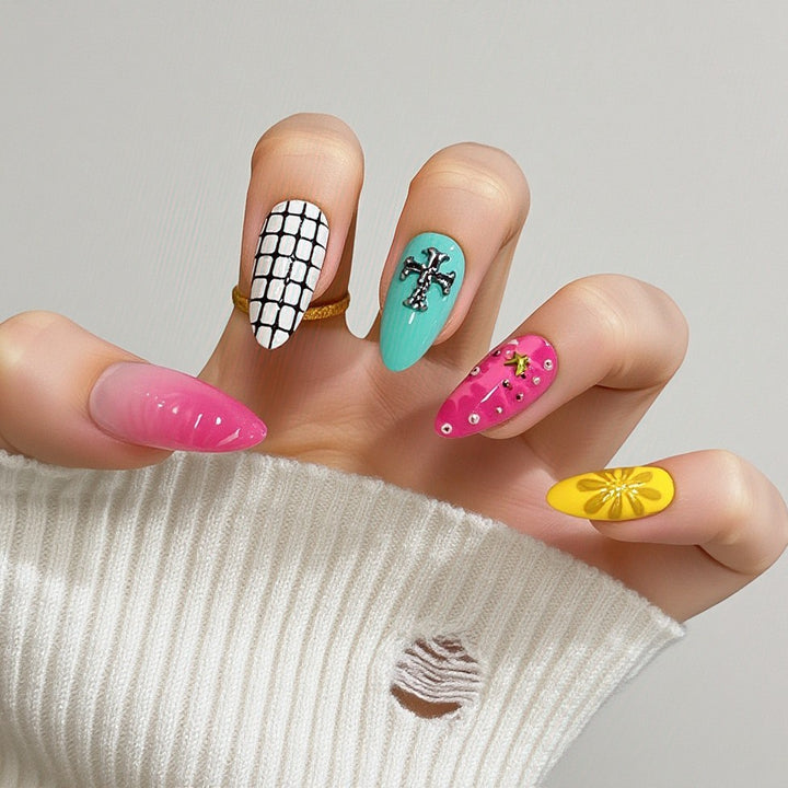 Elegant Artificial Nails with Botanical Designs Stornfield